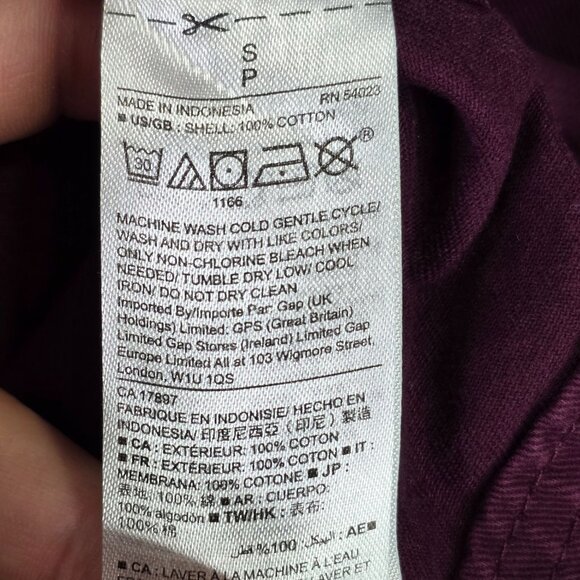 Womens Gap Burgundy Cotton Utility Jacket Full Zip & Button 100% Cotton Size S - Picture 3 of 8